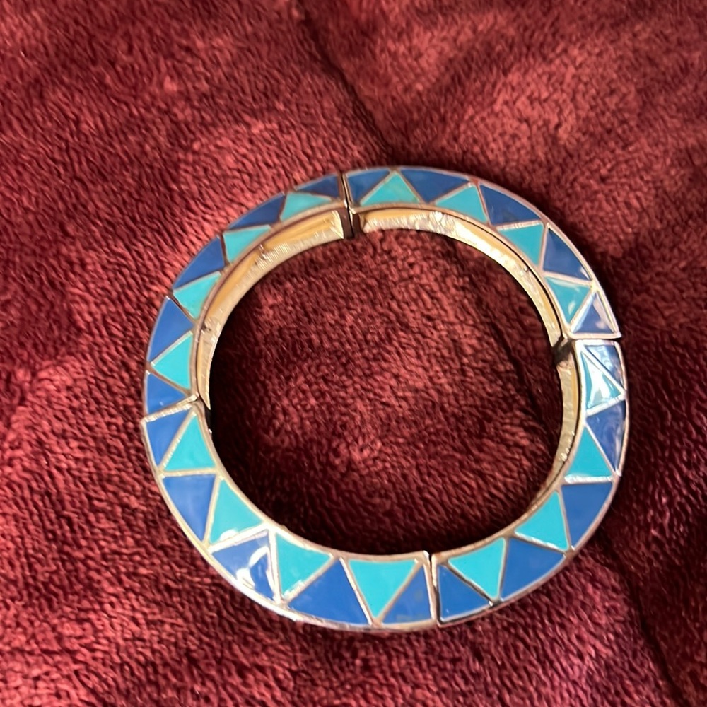 Blue and aqua stretch, bangle geometric